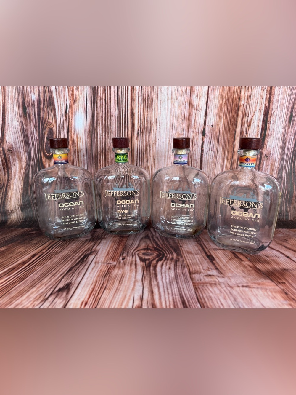 Jefferson's Ocean Empty Bourbon Whiskey Bottles